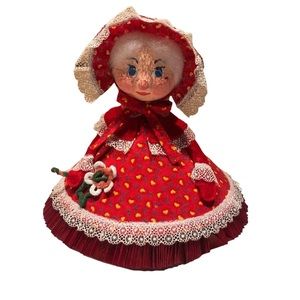 Mrs. Santa Claus Antique Vintage Hand Crafted Doll Book Page Dress Felt Lace